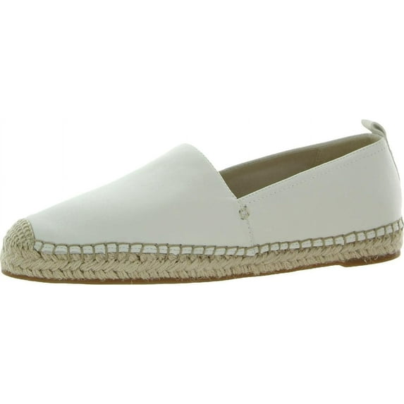 Sam Edelman Kenley White Leather Rounded Toe Slip On Espadrilles Classic Flats (White Leather, 9)