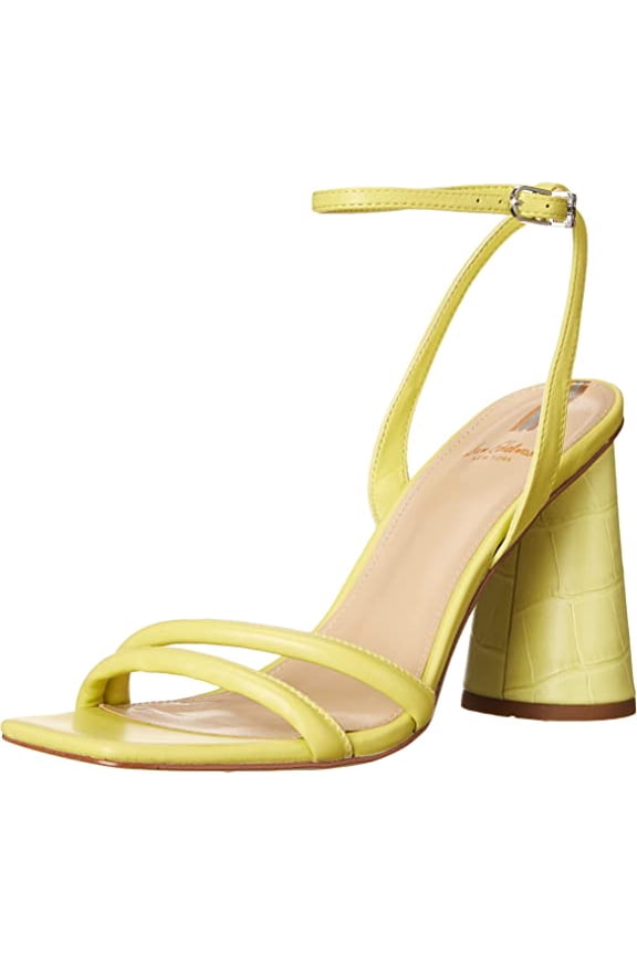 Kia Kiwi Squared Open Toe Ankle Strap Block Heeled Sandals (Kiwi, 7)