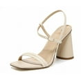 thumbnail image 1 of Sam Edelman Kit Ivory Square Toe Slingback Strap Cylindrical Block Heel Sandals (Ivory, 8), 1 of 6