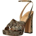 thumbnail image 1 of Sam Edelman Kristen Bronze Multi Block Heel Ankle Strap Square Toe Heeled Sandal (Bronze Multi, 9), 1 of 6