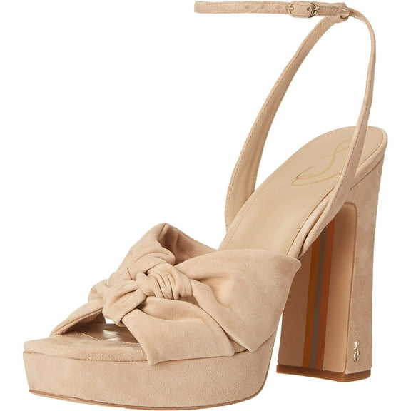 Sam Edelman Kristen Cappuccino Block Heel Ankle Strap Squared Toe Heeled Sandals (Cappuccino, 9)