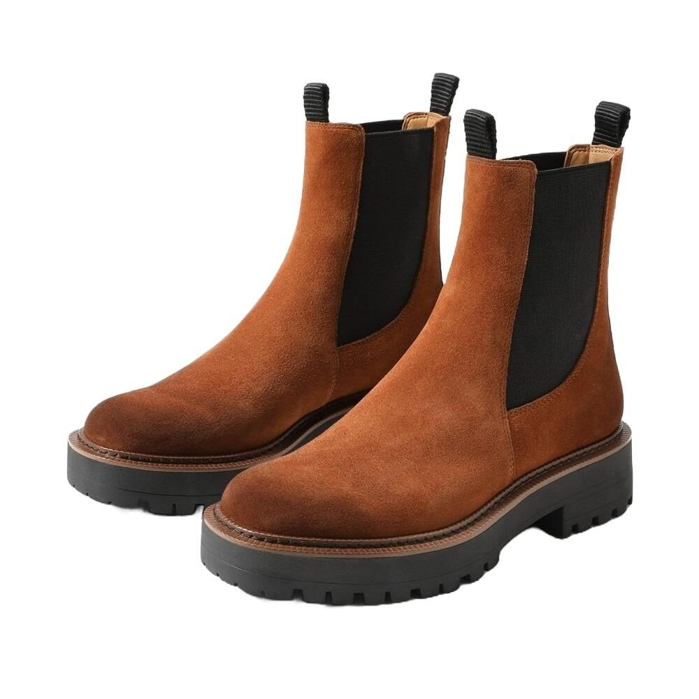 Sam Edelman Laguna Frontier Brown Leather Chelsea Moto Round Toe