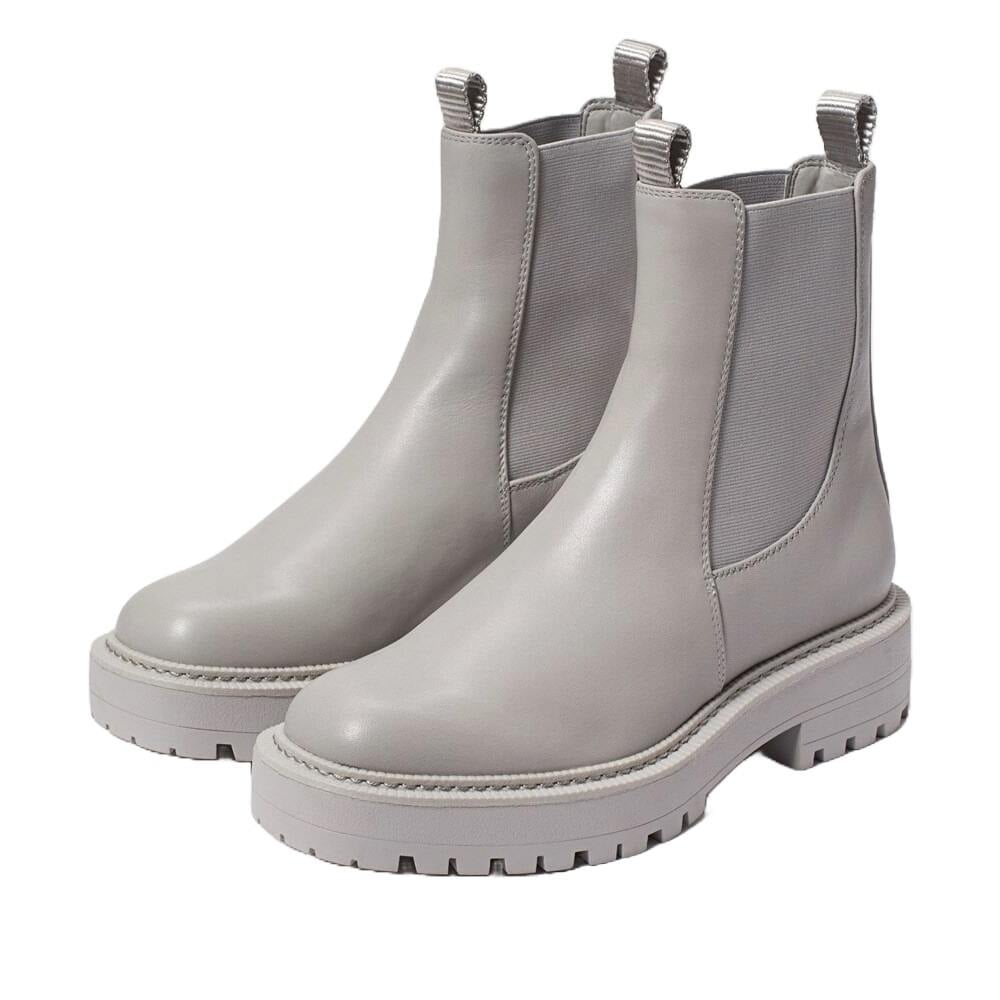Sam Edelman Laguna Pebble Grey Leather Chelsea Moto Rounded Toe Pull On Boots Pebble Grey 12