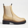thumbnail image 1 of Sam Edelman Laguna Sesame Leather Chelsea Moto Round Toe Pull On Ankle Wide Boot (Sesame, 6.5), 1 of 7