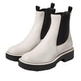 thumbnail image 1 of Sam Edelman Laguna White Leather Chelsea Moto Rounded Toe Pull On Ankle Boots (White, 13), 1 of 6