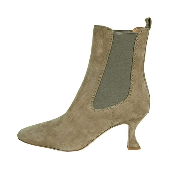 Sam Edelman Lani Fern Green Spool Heel Squared Toe Pull On Suede Ankle Boots (Fern Green, 5)