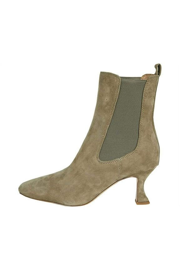 Lani Fern Green Spool Heel Squared Toe Pull On Suede Ankle Boots (Fern Green, 5)