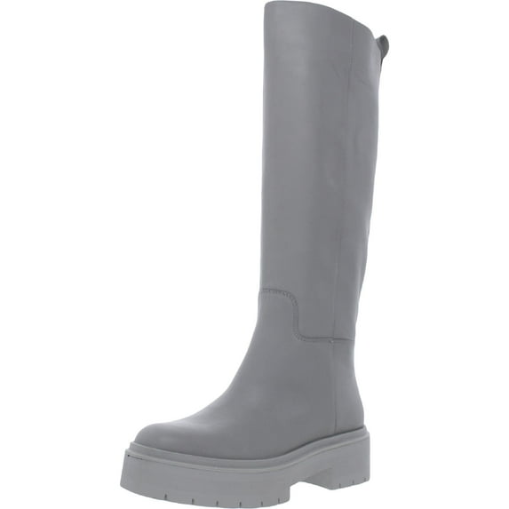 Sam Edelman Larina Pebble Grey Leather Chunky Lug Sole Knee High Riding Boots (Pebble Grey, 13)