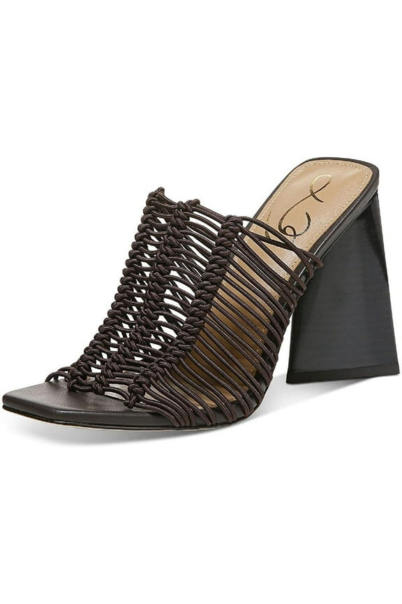 Laurette Caviar Brown Block Heel Slip On Squared Toe Fashion Mules (Caviar Brown, 5.5)