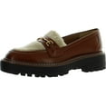 thumbnail image 1 of Sam Edelman Laurs Mocha Leather Rounded Toe Slip On Chunky Heel Classic Loafers (Mocha, 6.5), 1 of 3