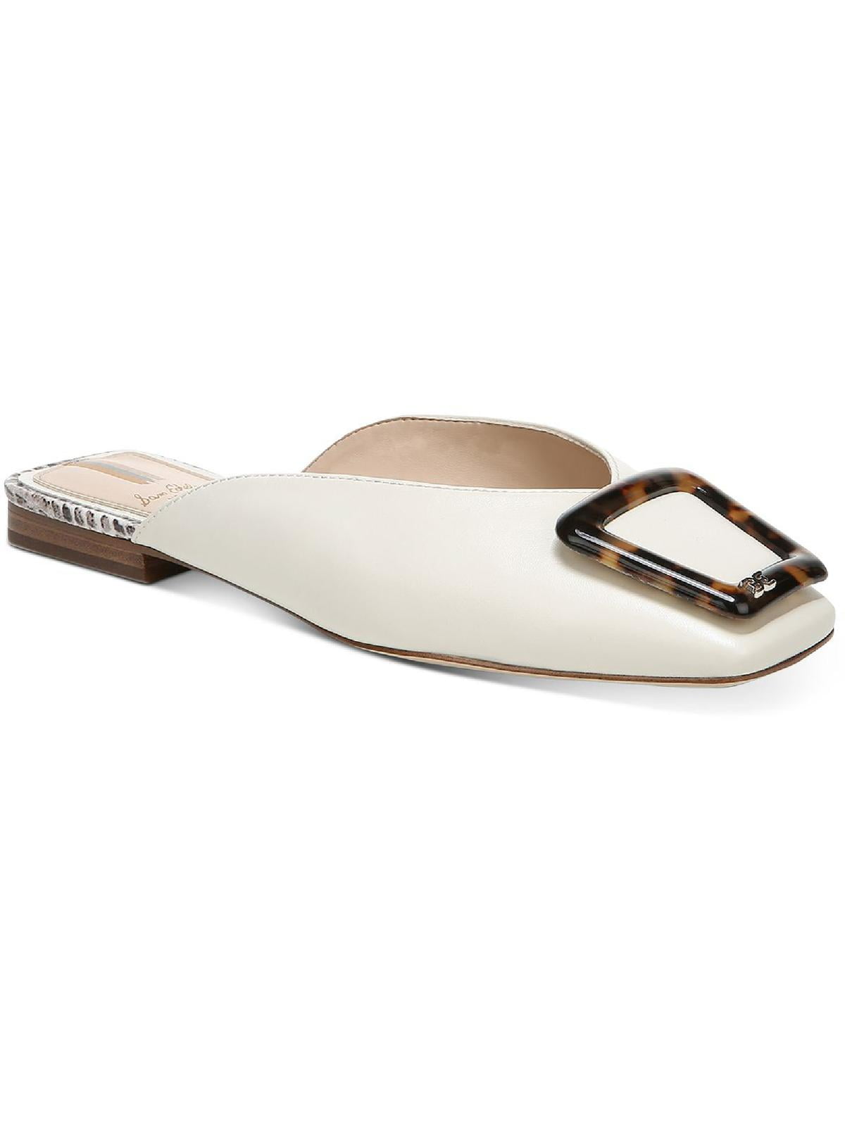 Sam Edelman Lavina Modern Ivory Buckle Details Slip On Squared Toe Flat Mules Modern Ivory 8.5 Walmart