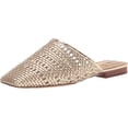 thumbnail image 1 of Sam Edelman Leona Gold Slip On Squared Toe Ornate Woven Detailed Flat Mules (Gold, 8.5), 1 of 6