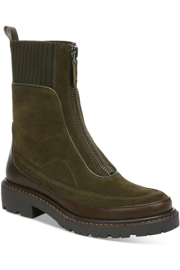 Leone Alpine Green Front Zipper Round Toe Chelsea Ankle Boots (Alpine Green, 6.5)