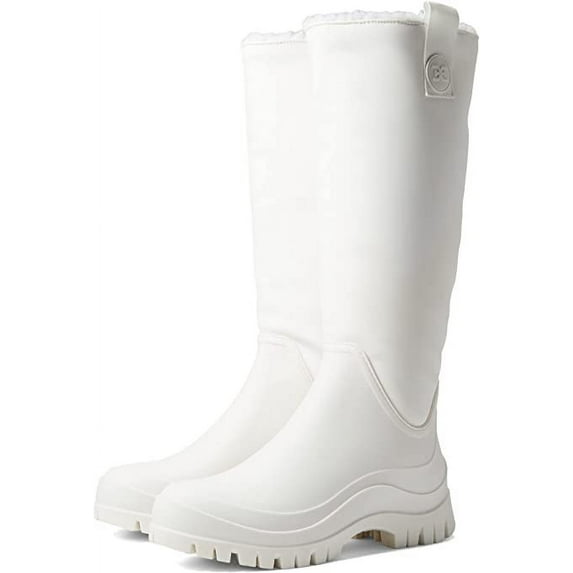Sam Edelman Lessie White Rounded Toe Chunky Heel Pull On Waterproof Snow Boots (White, 11)