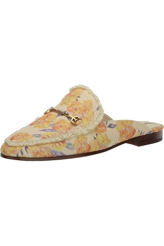 Linnie Apricot Multi Fray Slip On Round Toe Flat Dress Mules Shoes (Apricot Multi Fray, 5.5)