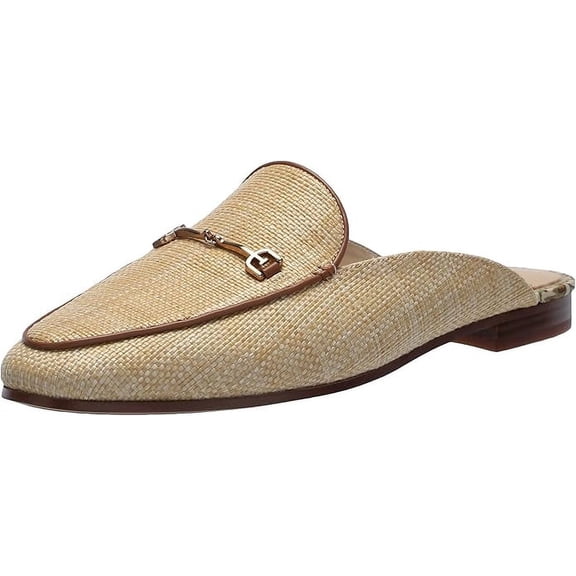 Sam Edelman Linnie Bleached Beechwood Woven Slip On Rounded Toe Fashion Mules (Bleached Beechwood Woven, 9.5)