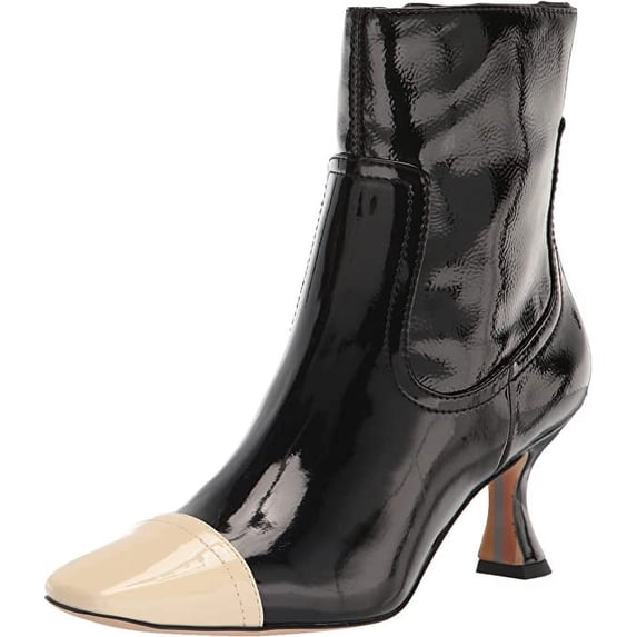 Sam Edelman Livia Black/Modern Ivory Spool Heel Squared Toe Fashion Ankle Boots (Black/Modern Ivory, 8)