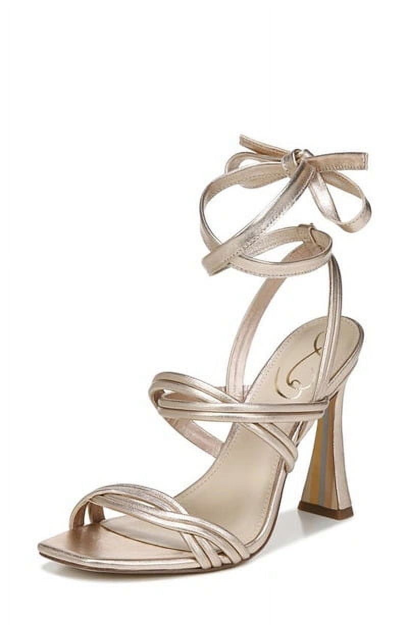 Sam Edelman Lonnie Heeled Sandal - Black Leather Ankle-Wrap Sandals, 4 Inch Heel, Size 6.5