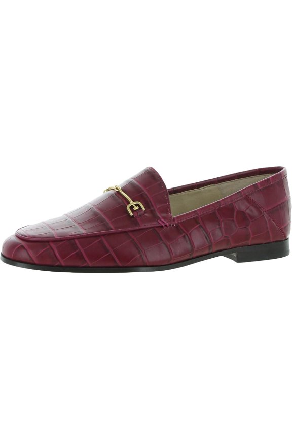 Loraine Berry Almond Toe Slip On Stacked Heel Fashion Loafers (Berry, 6.5)