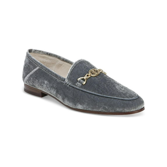 Sam Edelman Loraine Prime Smokey Blue Velvet Bit Detail Loafer Flat Slip On Shoe (Smokey Blue, 10)