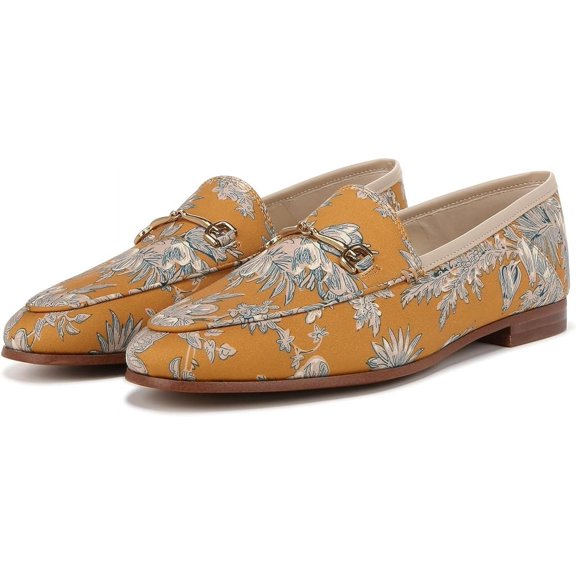 Sam Edelman Loraine Washed Marigold Multi Almond Toe Slip On Heeled Loafers (Washed Marigold Multi, 6)