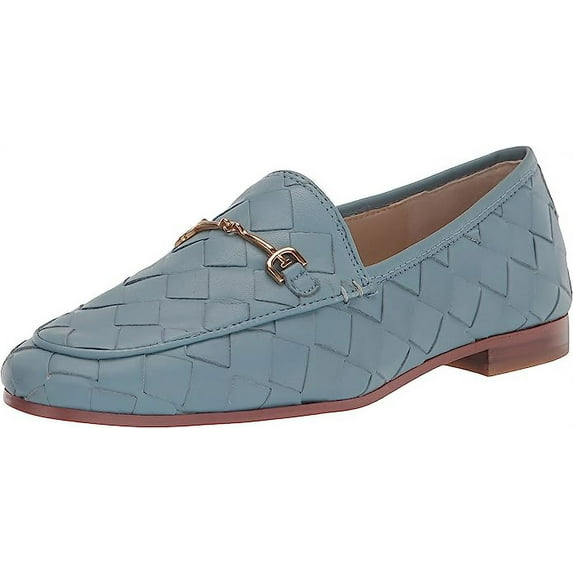 Sam Edelman Loraine Woven Aspen Sky Leather Classic Chain Detail Vamp Loafers (Aspen Sky Woven, 11)