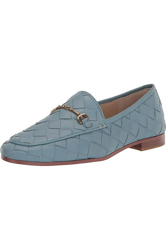 Loraine Woven Aspen Sky Leather Classic Chain Detail Vamp Loafers (Aspen Sky Woven, 11)