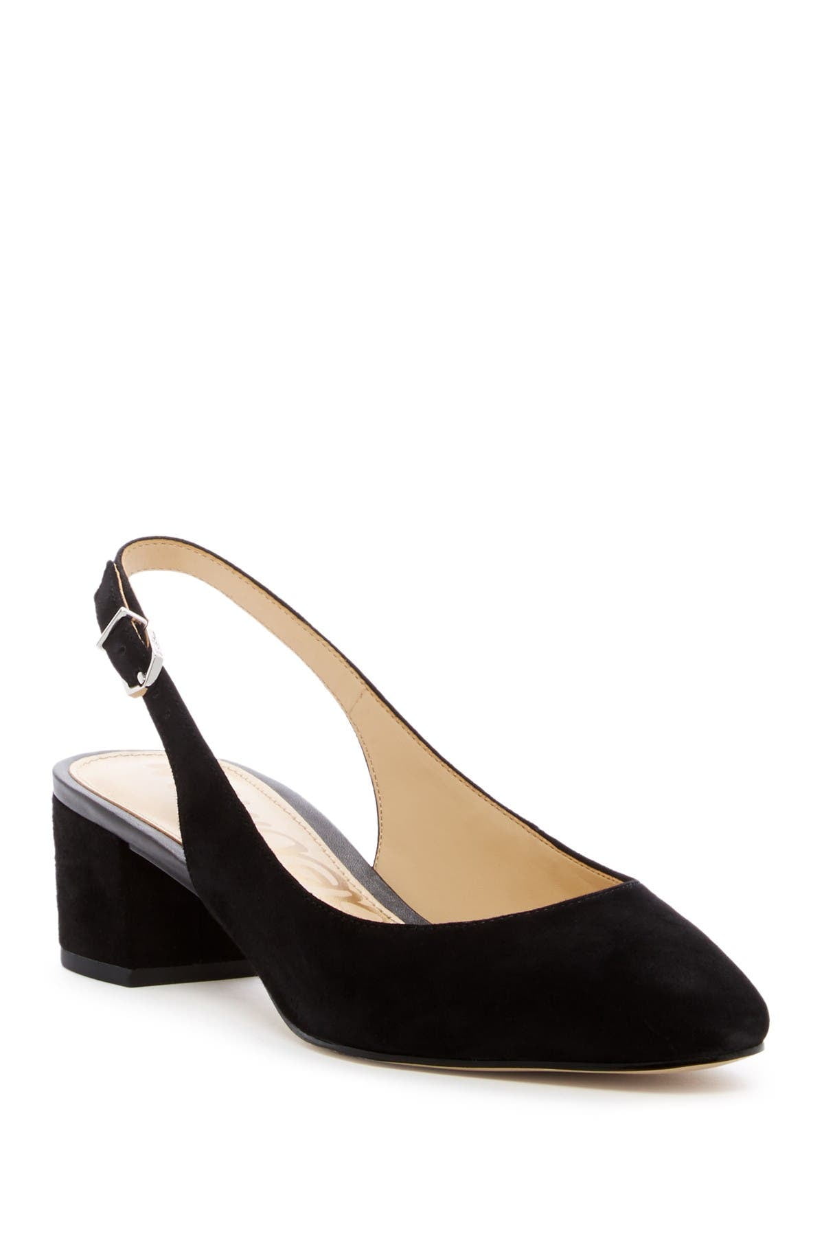Sam Edelman Lorene Suede Low Block Heel Slingback Dress Pump Black BLACK 9 Walmart