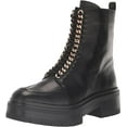 thumbnail image 1 of Sam Edelman Lovrin Black Leather Lace Up Rounded Toe Chunky Heeled Ankle Boots (Black Leather, 9.5), 1 of 6
