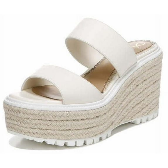 Sam Edelman Luca Modern Ivory Slip On Slide Platform Wedges Espadrilles Sandals (MODERN IVORY, 10.5)