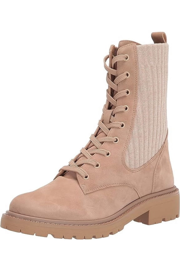 Lydell Sesame Block Heel Round Toe Lace Up Combat Ankle Boots (Sesame, 10.5)