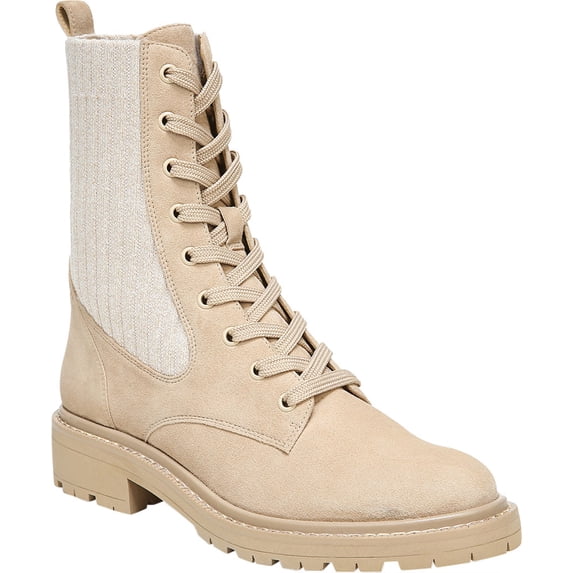 Sam Edelman Lydell Sesame Block Heel Round Toe Lace Up Combat Ankle Boots (Sesame, 8)