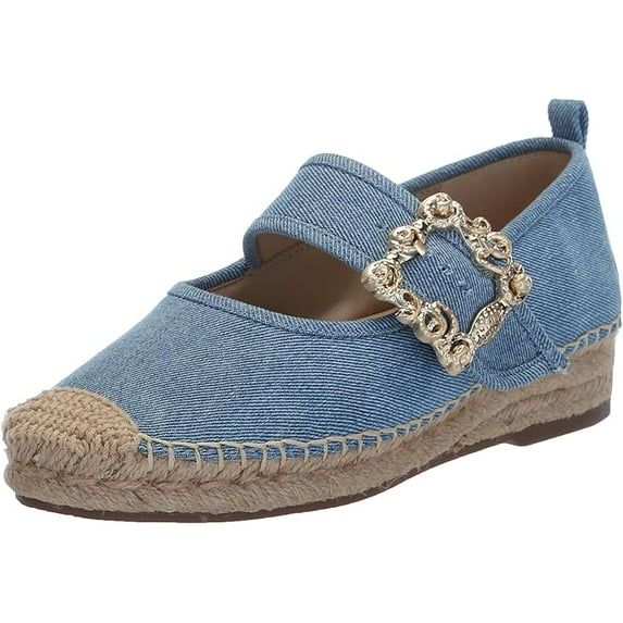 Sam Edelman Maddy Montrose Blue Cap Toe Mary Jane Espadrille Ballet Flats (Montrose Blue, 6)