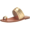 thumbnail image 1 of Sam Edelman Margit Amber Gold Toe Ring Strappy Slip On Flat Slides Sandals (Amber Gold, 7), 1 of 5