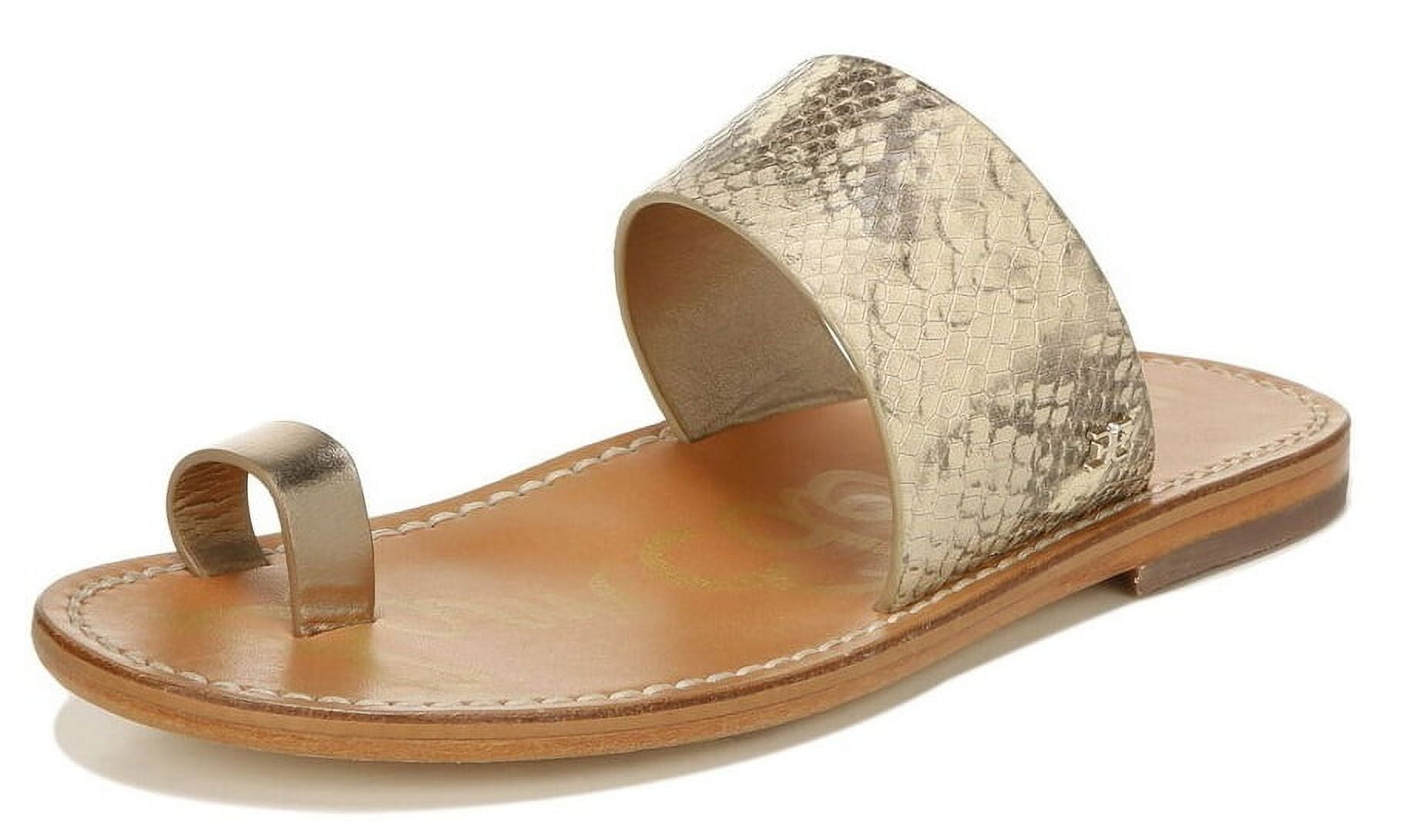 Sam Edelman Maxy Wheat Multi Slip On Snake Embossed Toe Ring Chic Slides Sandals Wheat Multi Dk Molten Gold 7.5