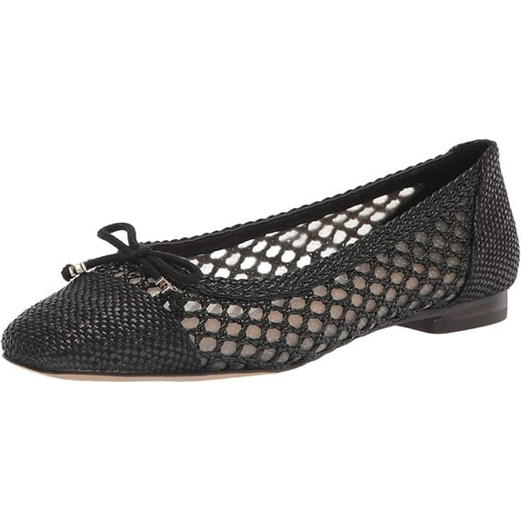 Sam Edelman May Black Mesh Bow Detailed Pointed Toe Slip On Dress Ballet Flats (Black, 5)