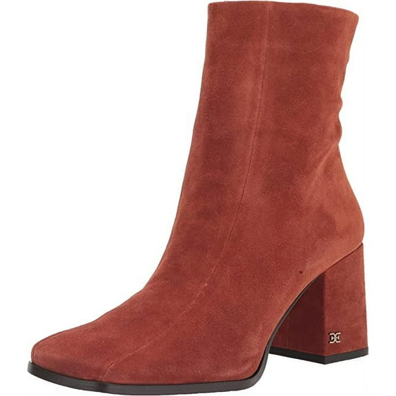 Sam Edelman Mayla Mesa Rust Block Heel Squared Toe Fashion Leather Ankle Boots (Mesa Rust, 7)