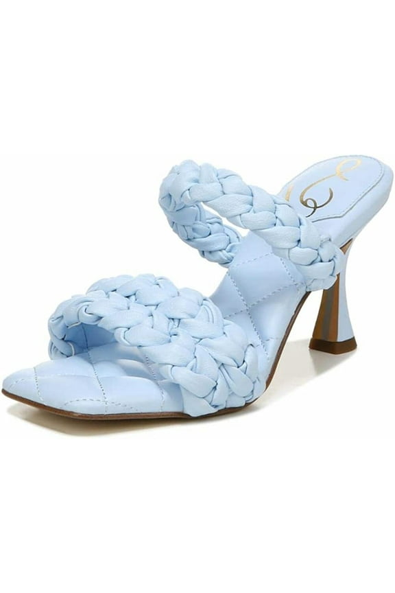 Meghan Riveria Slip On Braided Straps Fashion Mule High Heel Sandals (Riviera Blue Leather, 7)