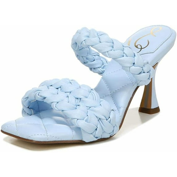 Sam Edelman Meghan Riveria Slip On Braided Straps Fashion Mule High Heel Sandals (Riviera Blue Leather, 8)