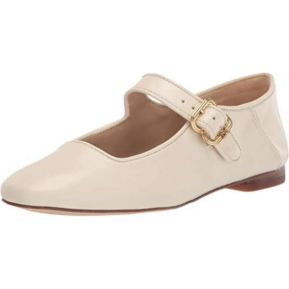 Sam Edelman Michaela Modern Ivory Mary Jane Buckle Ankle Strap Pointed Toe Flats (Modern Ivory, 9.5)