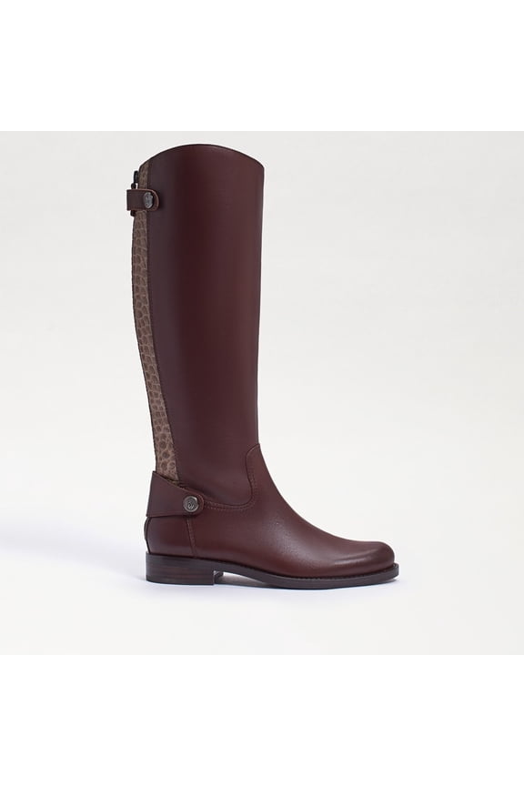 Mikala Terazzo Brown Leather Block Heel Rounded Toe Knee High Boots (Terazzo Brown Leather, 5)