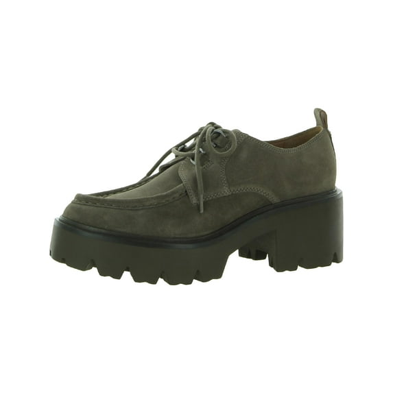 Sam Edelman Monna Olive Lace Up Almond Toe Block Heel Platform Loafers (Desert Olive, 6)