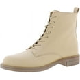 thumbnail image 1 of Sam Edelman Nina Eggshell Block Heel Closed Toe Lace Up Side Zipper Ankle Boots (Eggshell, 5), 1 of 3