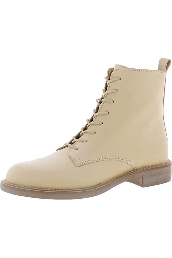 Nina Eggshell Block Heel Closed Toe Lace Up Side Zipper Ankle Boots (Eggshell, 7.5)