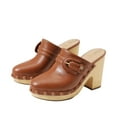 thumbnail image 1 of Sam Edelman Nyla Chestnut Rounded Toe Slip On Block Heel Fashion Dress  Mules (Chestnut, 5.5), 1 of 5