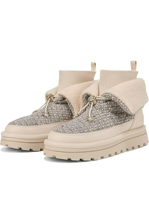 Olin Ivory Multi Rounded Toe Fur Detailed Pull On Ankle Boots (Ivory Multi, 11)