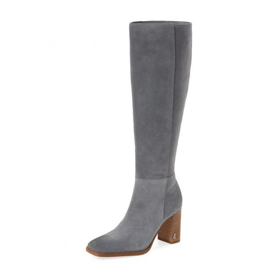 Sam Edelman Olly River Rock Square Toe Block Heel Pull On Knee High Fashion Boot (River Rock, 8)