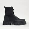 thumbnail image 1 of Sam Edelman Olympia Black Chunky Lug Sole Lace Up Rounded Toe Ankle Combat Boots (Black, 7), 1 of 6