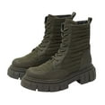 thumbnail image 1 of Sam Edelman Olympia Olive Chunky Lug Sole Lace Up Rounded Toe Ankle Combat Boots (Olive, 10), 1 of 6