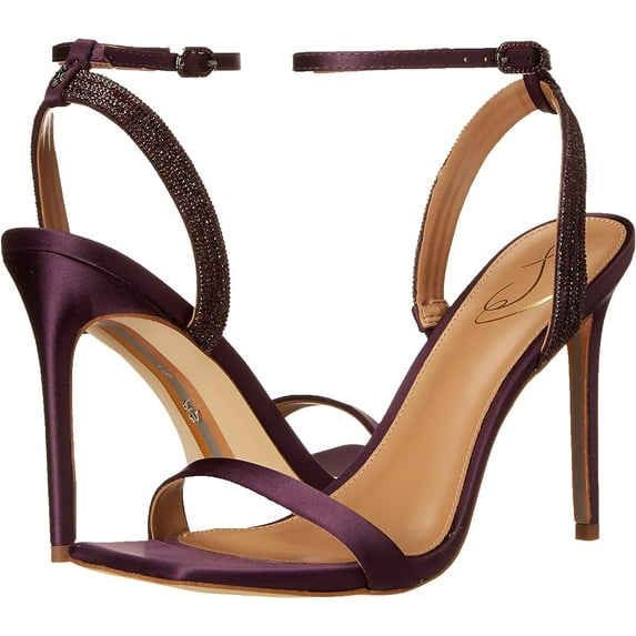 Sam Edelman Ophelia Eggplant Leather Buckle Ankle Strap Stiletto Heel Sandals (EGGPLANT, 10)